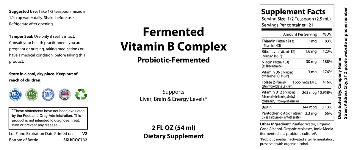 Fermented Vitamin B Complex 2 fl oz - officieel labelvoorbeeld [RT-OFFICIAL:ROC732:LABEL:v1:D71AC91FBAEC]