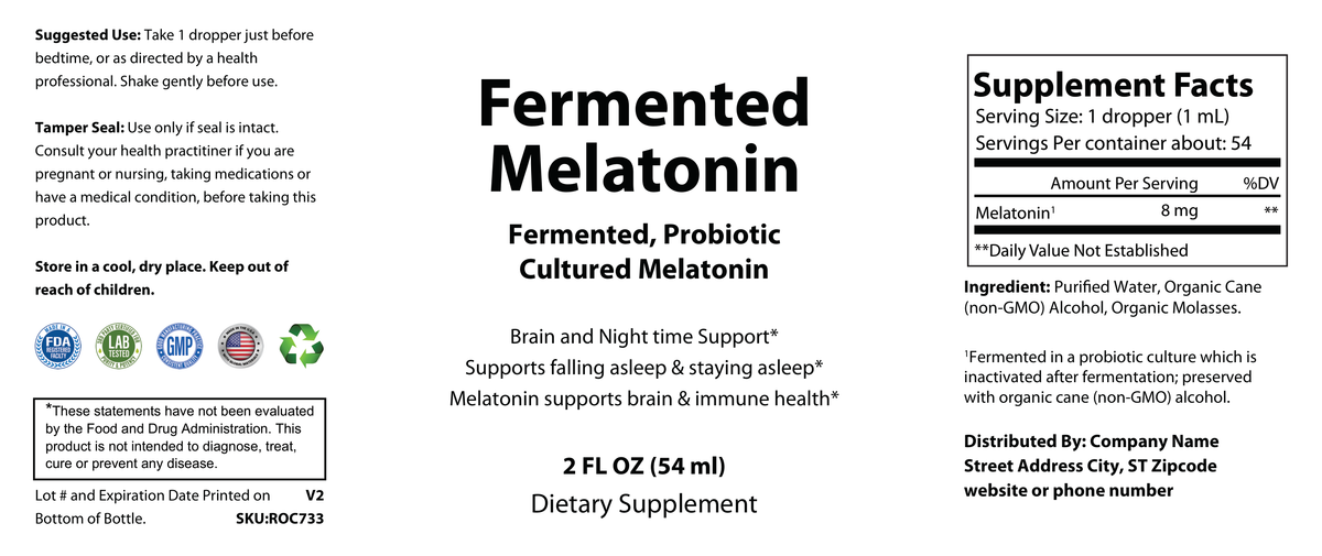 Fermented Melatonin 2 fl oz - officieel labelvoorbeeld [RT-OFFICIAL:ROC733:LABEL:v1:50DE5B07B1E2]
