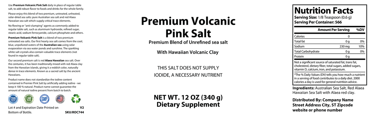 Premium Volcanic Pink Salt 12 oz - officieel labelvoorbeeld [RT-OFFICIAL:ROC744:LABEL:v1:19B03141AB58]