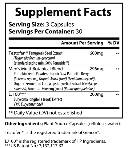 Premium Testosterone w/ Testofen® - voedingswaarden en ingredienten [RT-OFFICIAL:ROC745:FACTS:v1:000D49871B25]