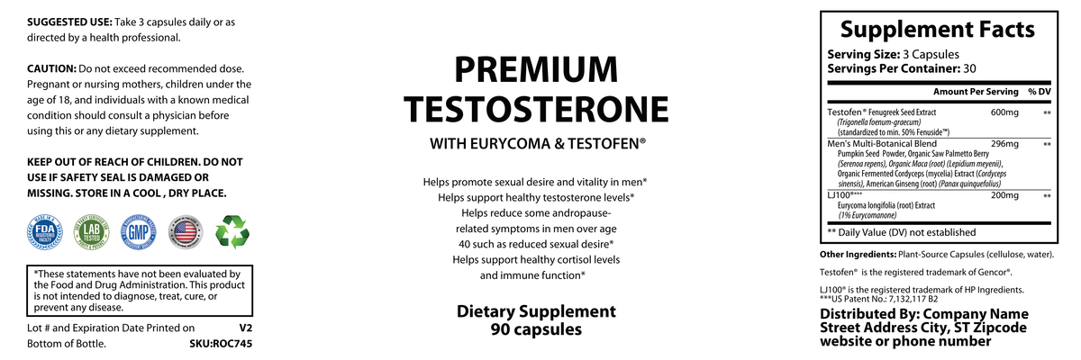 Premium Testosterone w/ Testofen® - officieel labelvoorbeeld [RT-OFFICIAL:ROC745:LABEL:v1:EAA3BB81FC2C]