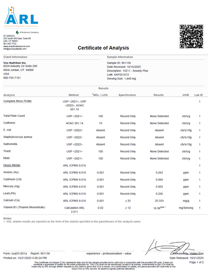 Anxiety Formula - officieel analysecertificaat (COA) [RT-OFFICIAL:ROC801:COA:v1:74900A4DBE08]