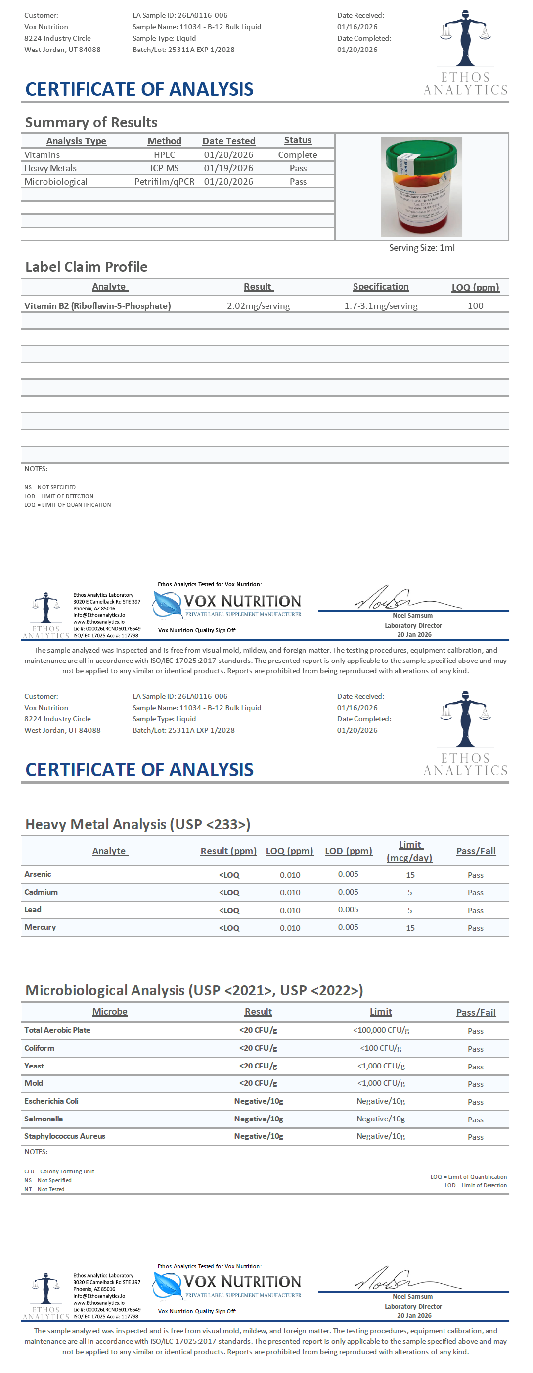 B-12 Drops 2oz - officieel analysecertificaat (COA) [RT-OFFICIAL:ROC802:COA:v1:E1B106E2DE1B]