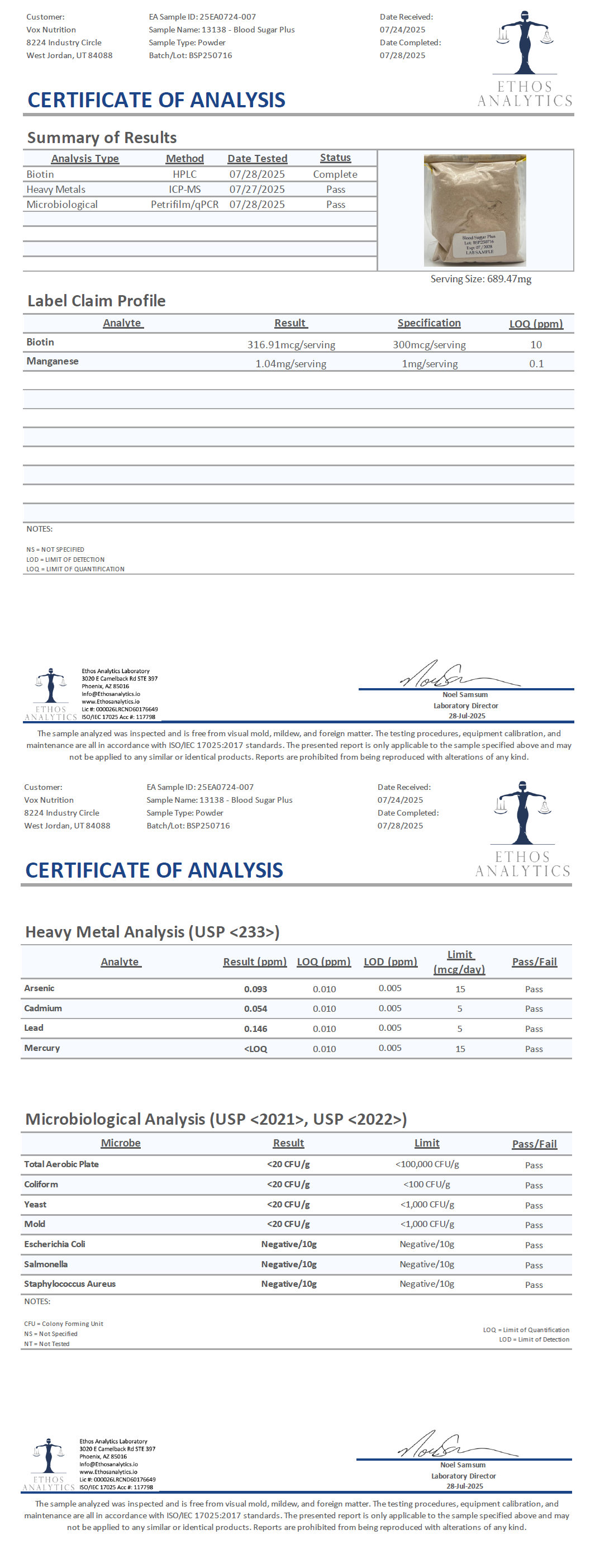 Blood Sugar Ultra - officieel analysecertificaat (COA) [RT-OFFICIAL:ROC803:COA:v1:AAEA927B1BE3]