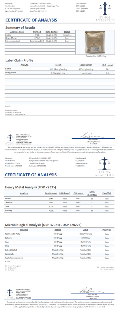 Blood Sugar Ultra - officieel analysecertificaat (COA) [RT-OFFICIAL:ROC803:COA:v1:AAEA927B1BE3]