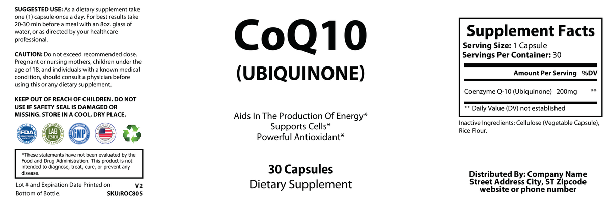 CoQ10 (Ubiquinone) - officieel labelvoorbeeld [RT-OFFICIAL:ROC805:LABEL:v1:4A450EF44FBF]