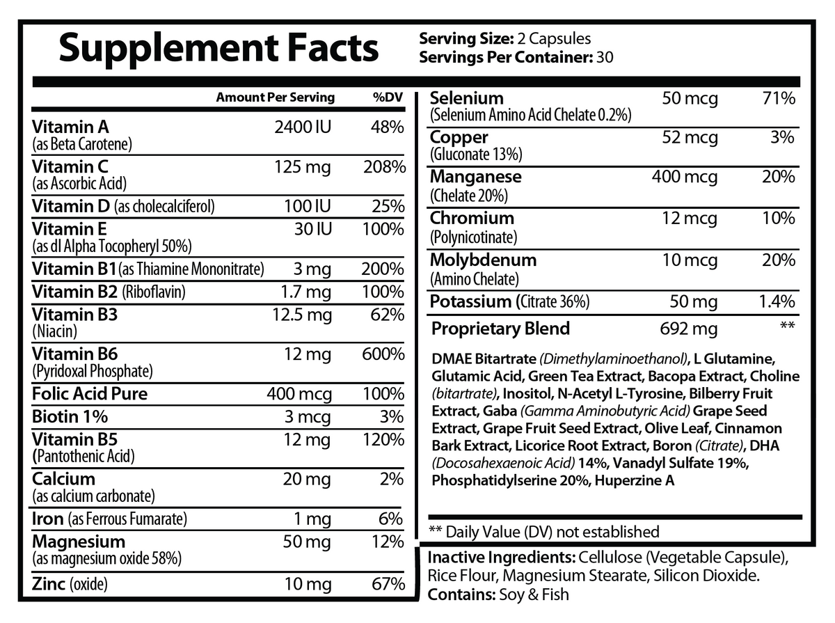 Neuro Plus Brain and Focus - voedingswaarden en ingredienten [RT-OFFICIAL:ROC812:FACTS:v1:57D3C7EF7F55]