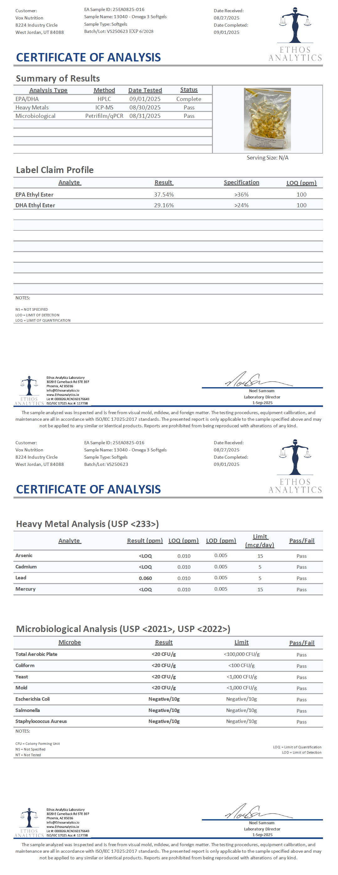 Omega 3 Fish Oil - officieel analysecertificaat (COA) [RT-OFFICIAL:ROC814:COA:v1:3A349BD627FB]
