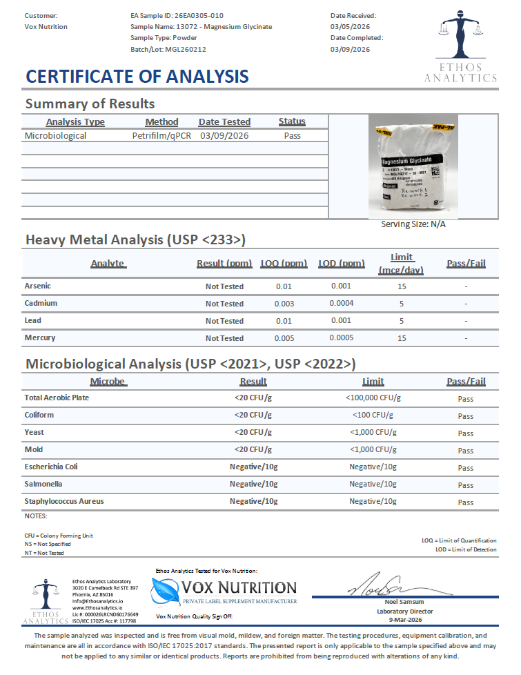 Magnesium Glycinate - officieel analysecertificaat (COA) [RT-OFFICIAL:ROC824:COA:v1:0F988A5577AA]