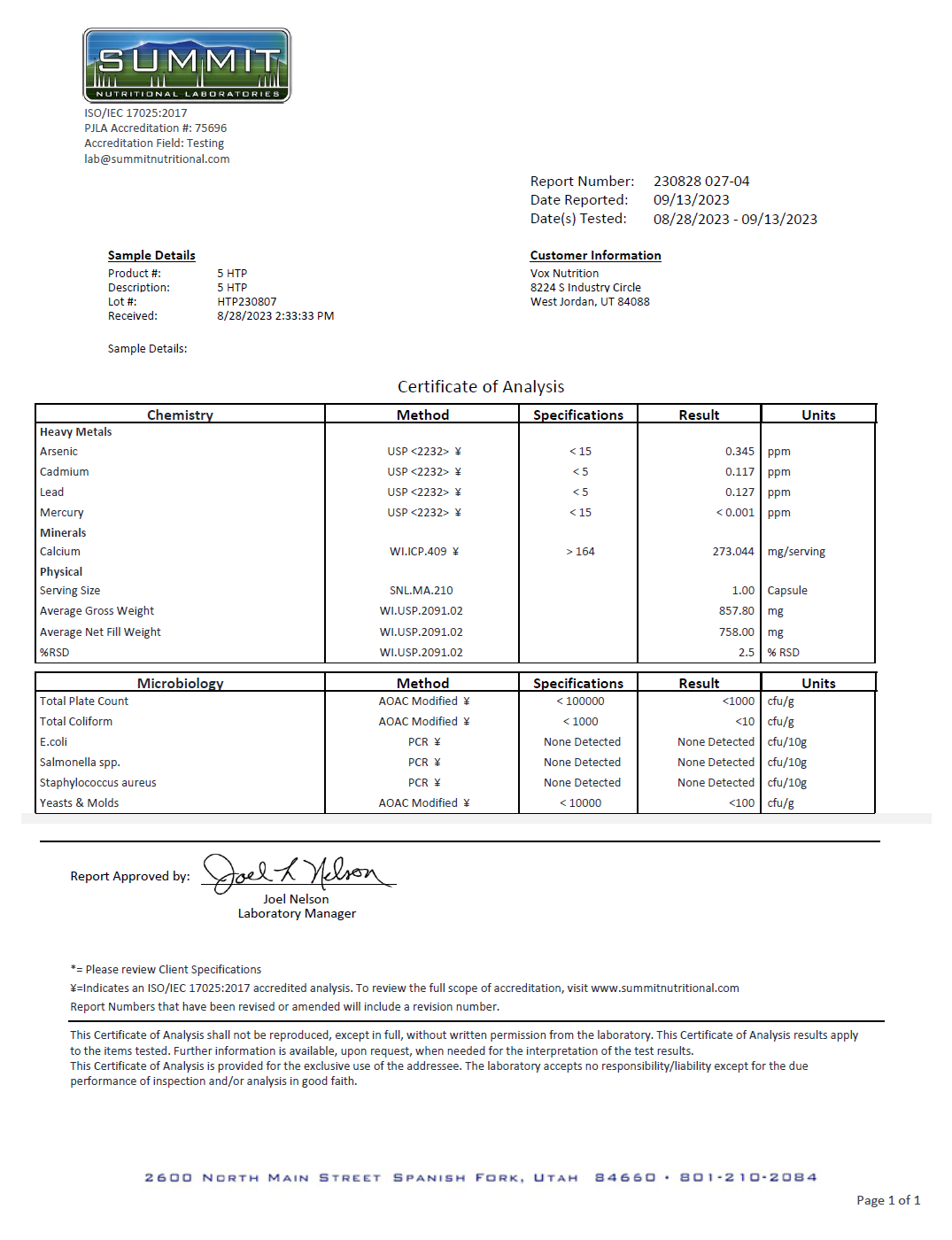 5-HTP - officieel analysecertificaat (COA) [RT-OFFICIAL:ROC826:COA:v1:F86F5CA23F63]