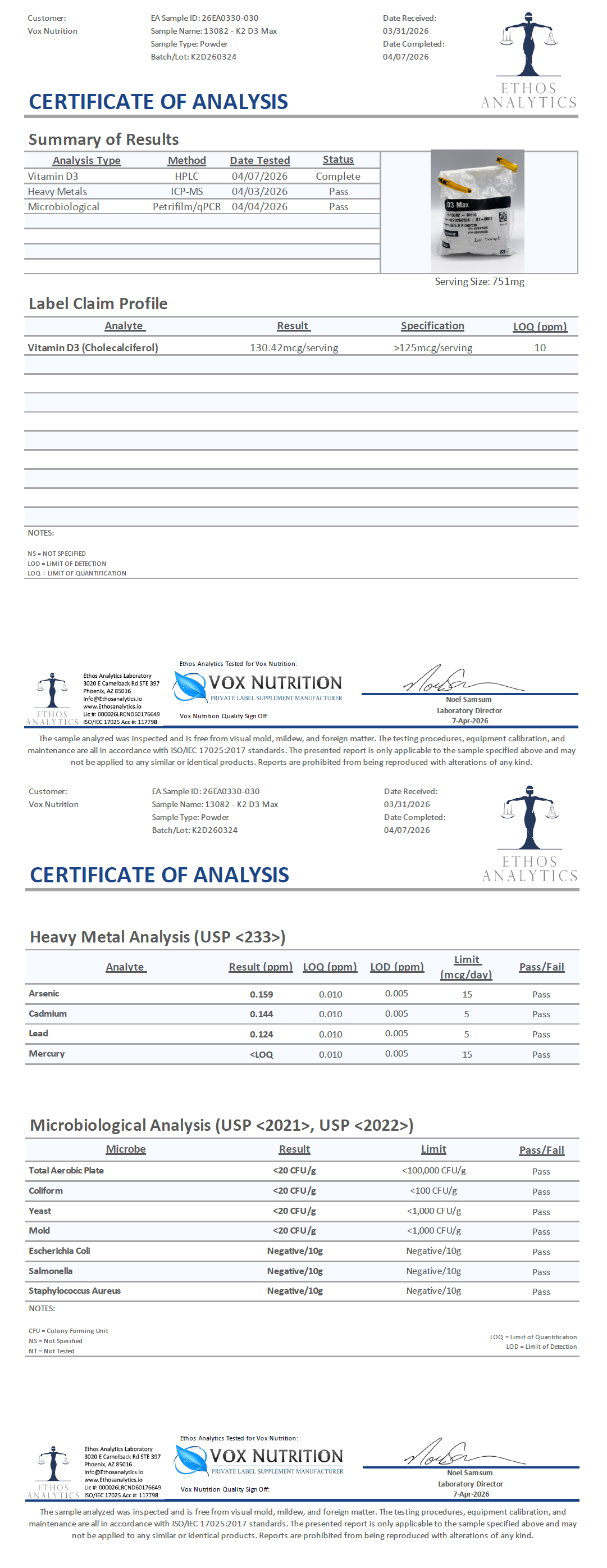 Vitamin K2 + D3 - officieel analysecertificaat (COA) [RT-OFFICIAL:ROC831:COA:v1:80C287C7CA37]