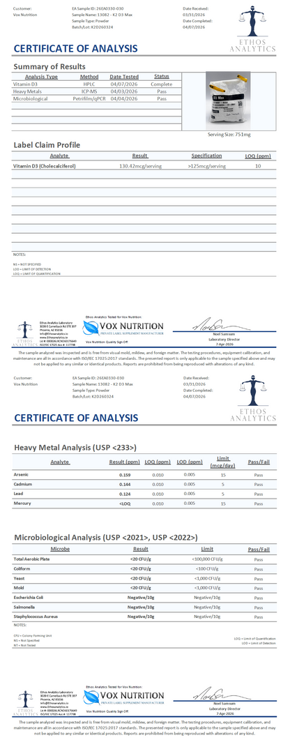 Vitamin K2 + D3 - officieel analysecertificaat (COA) [RT-OFFICIAL:ROC831:COA:v1:80C287C7CA37]