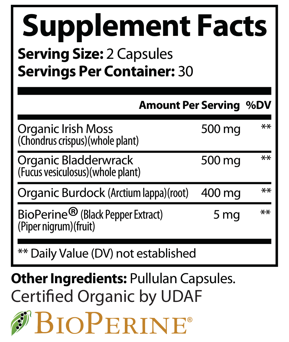 Sea Moss Capsules - voedingswaarden en ingredienten [RT-OFFICIAL:ROC835:FACTS:v1:53D2D35334CB]