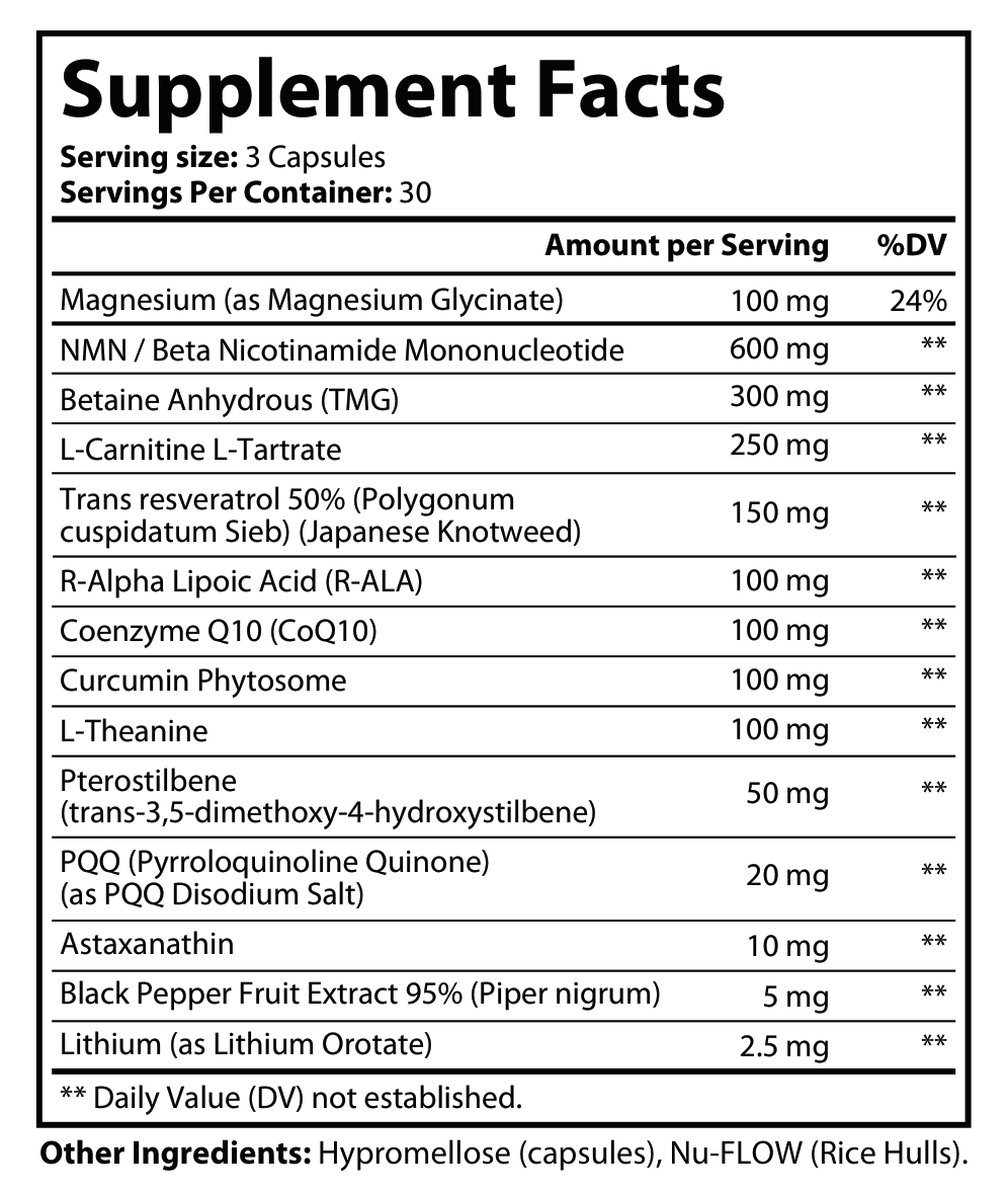 Ultra-Premium NMN Infinity+ - voedingswaarden en ingredienten [RT-OFFICIAL:ROC841:FACTS:v1:3530D995B360]