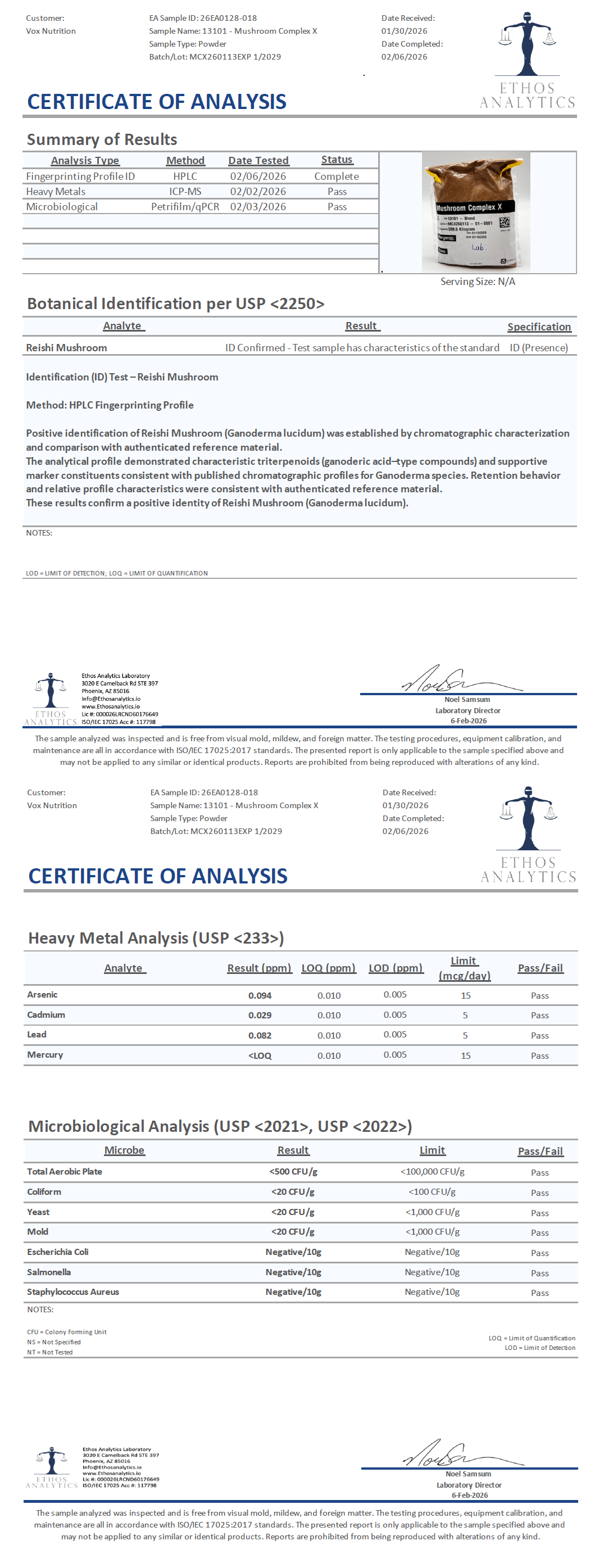 Mushroom Immune Booster Chaga, Cordyceps, Reishi and Lion’s Mane. - officieel analysecertificaat (COA) [RT-OFFICIAL:ROC915:COA:v1:E0B2DB5AF1CA]