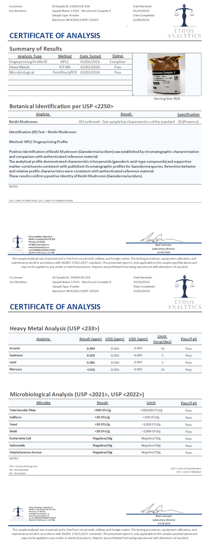 Mushroom Immune Booster Chaga, Cordyceps, Reishi and Lion’s Mane. - officieel analysecertificaat (COA) [RT-OFFICIAL:ROC915:COA:v1:E0B2DB5AF1CA]