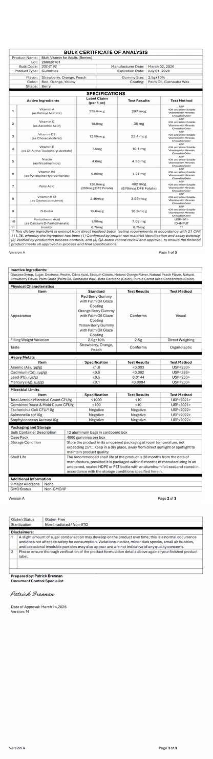 Private-label Multivitamine Gummies - officieel analysecertificaat (COA) [RT-OFFICIAL:ROC918:COA:v1:F9BDEF4E7B9A]
