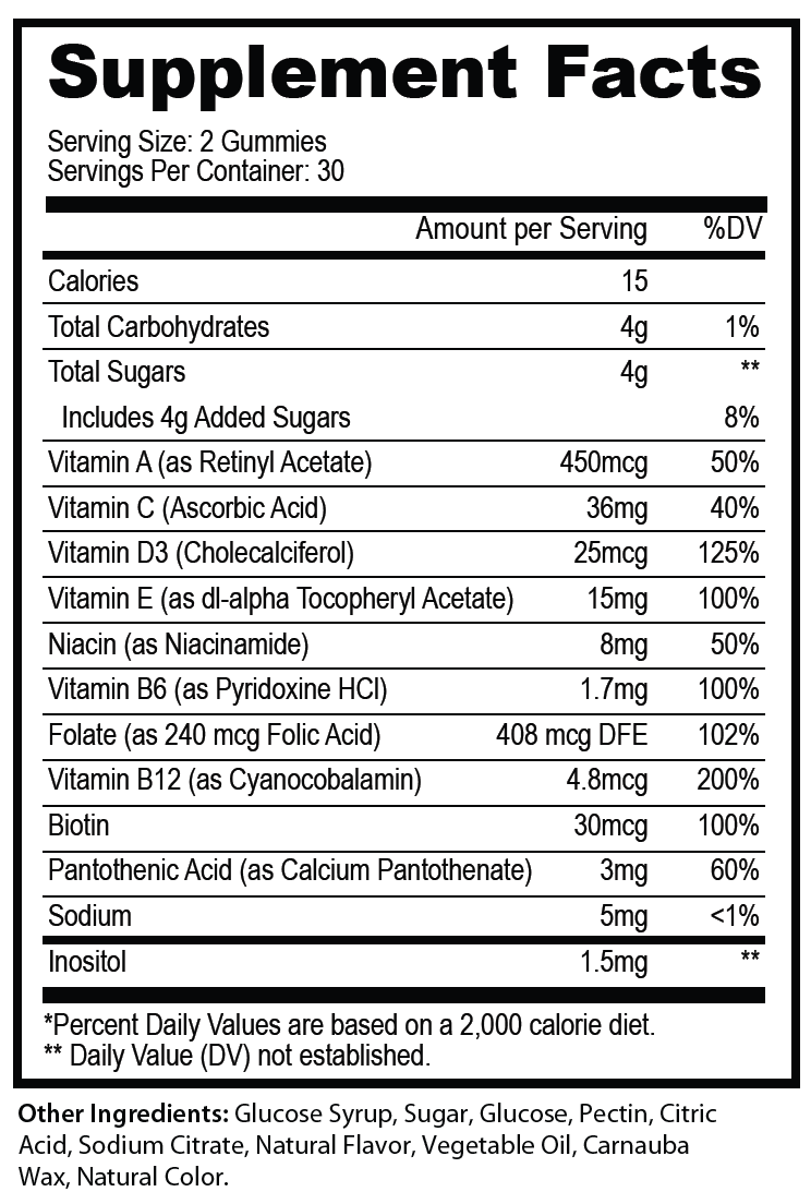 Private-label Multivitamine Gummies - voedingswaarden en ingredienten [RT-OFFICIAL:ROC918:FACTS:v1:A5C603FA0D59]