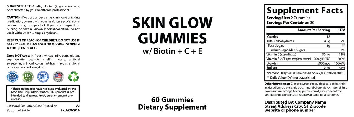 Private-label Skin Glow Gummies - officieel labelvoorbeeld [RT-OFFICIAL:ROC919:LABEL:v1:C419F35292D1]