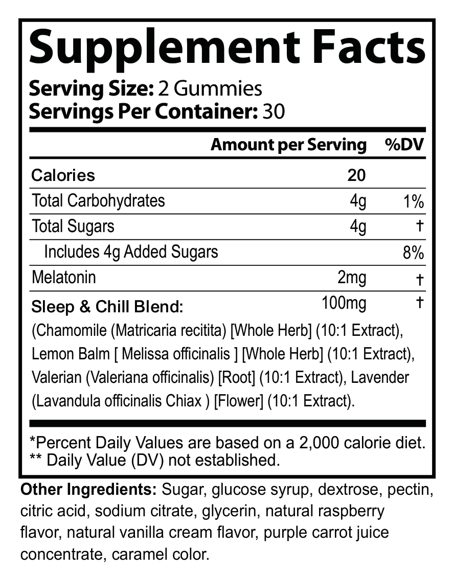 Private-label Slaap Gummies - voedingswaarden en ingredienten [RT-OFFICIAL:ROC920:FACTS:v1:3FAA29AF1835]