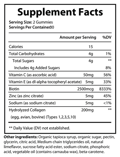 Private-label Collageen Gummies - voedingswaarden en ingredienten [RT-OFFICIAL:ROC924:FACTS:v1:AA45270C3028]