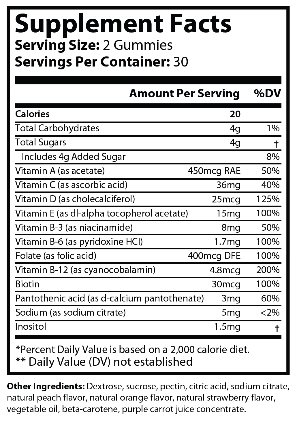 Private-label Haarvitamine Gummies - voedingswaarden en ingredienten [RT-OFFICIAL:ROC925:FACTS:v1:356D65F670EA]