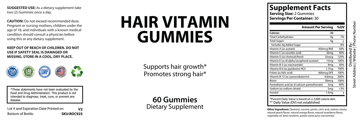 Private-label Haarvitamine Gummies - officieel labelvoorbeeld [RT-OFFICIAL:ROC925:LABEL:v1:A192C44AB025]