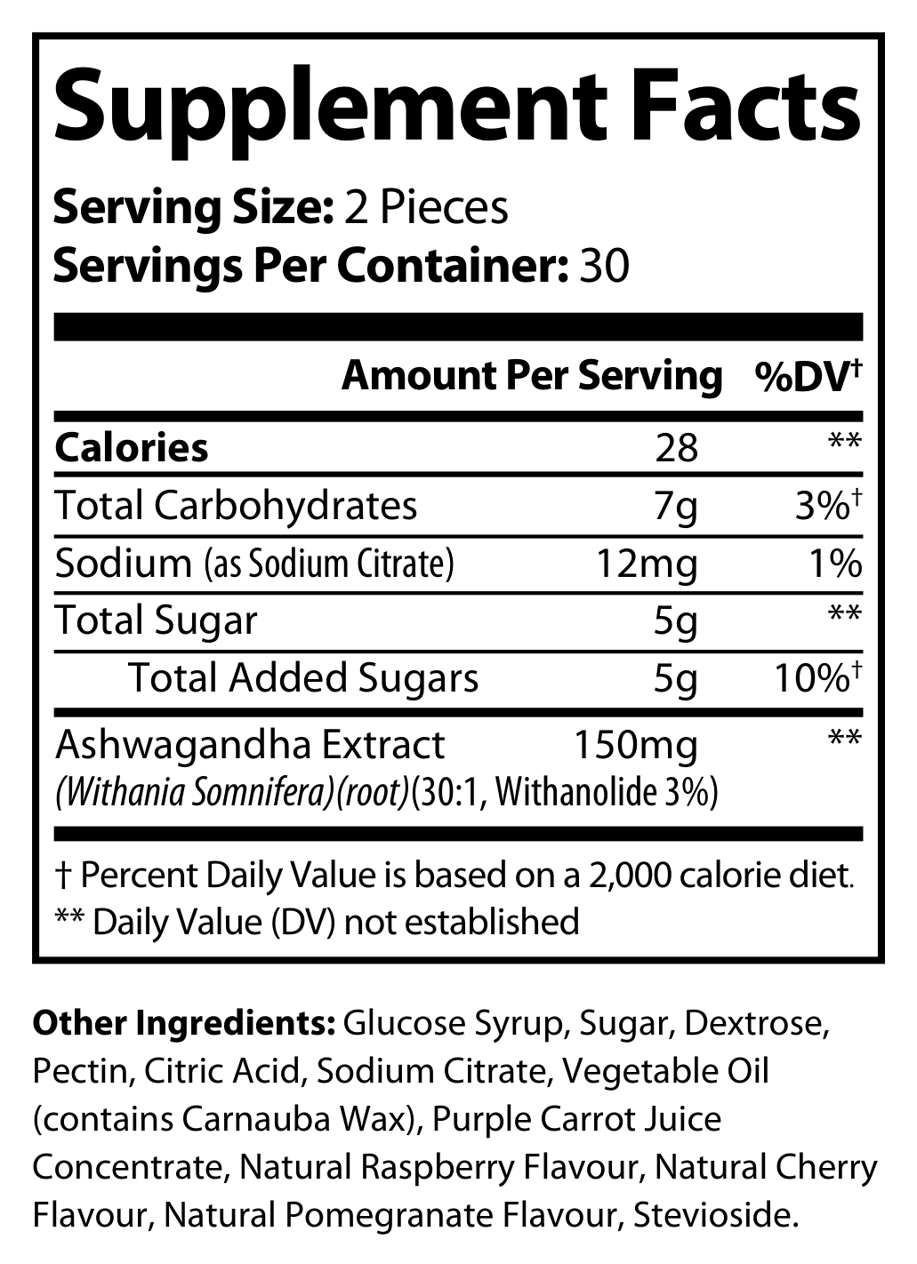 Private-label Ashwagandha Gummies - voedingswaarden en ingredienten [RT-OFFICIAL:ROC929:FACTS:v1:6FB14359C1CD]