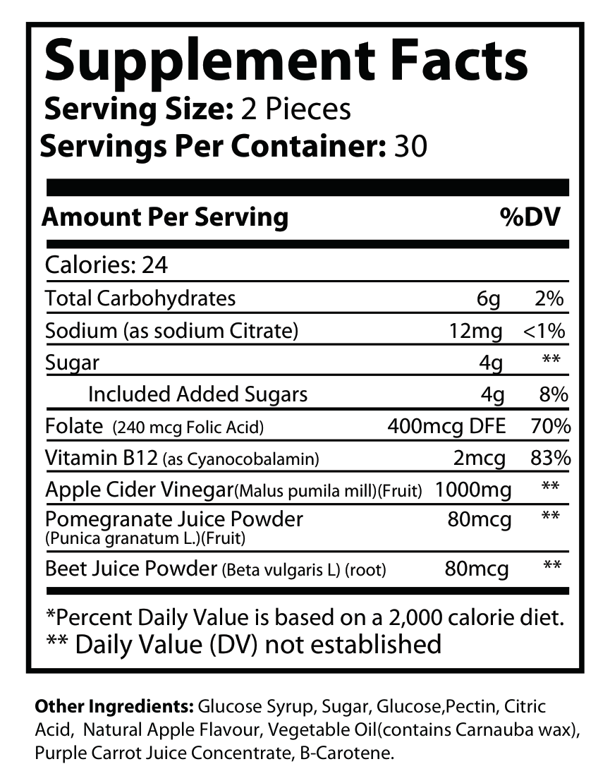 Private-label Apple Cider Vinegar Gummies - voedingswaarden en ingredienten [RT-OFFICIAL:ROC930:FACTS:v1:C9FCCC739178]