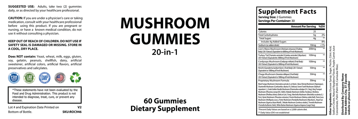 Private-label Mushroom Complex Gummies - officieel labelvoorbeeld [RT-OFFICIAL:ROC946:LABEL:v1:4181D3A4070E]