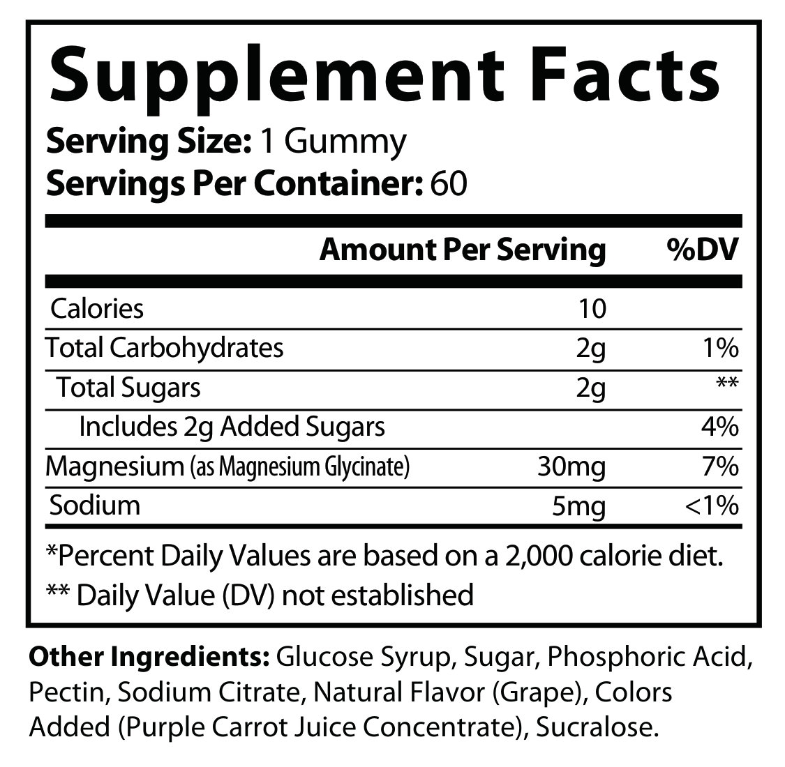 Private-label Magnesium Glycinate Gummies - voedingswaarden en ingredienten [RT-OFFICIAL:ROC949:FACTS:v1:ABA6D2AF52E9]