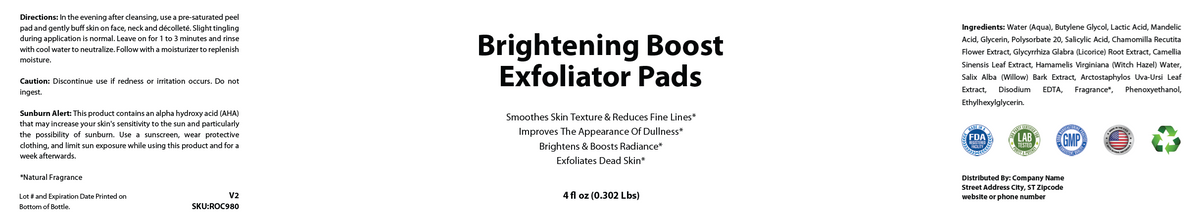Brightening Boost Exfoliator Pads - officieel labelvoorbeeld [RT-OFFICIAL:ROC980:LABEL:v1:7BB7C1E588F1]