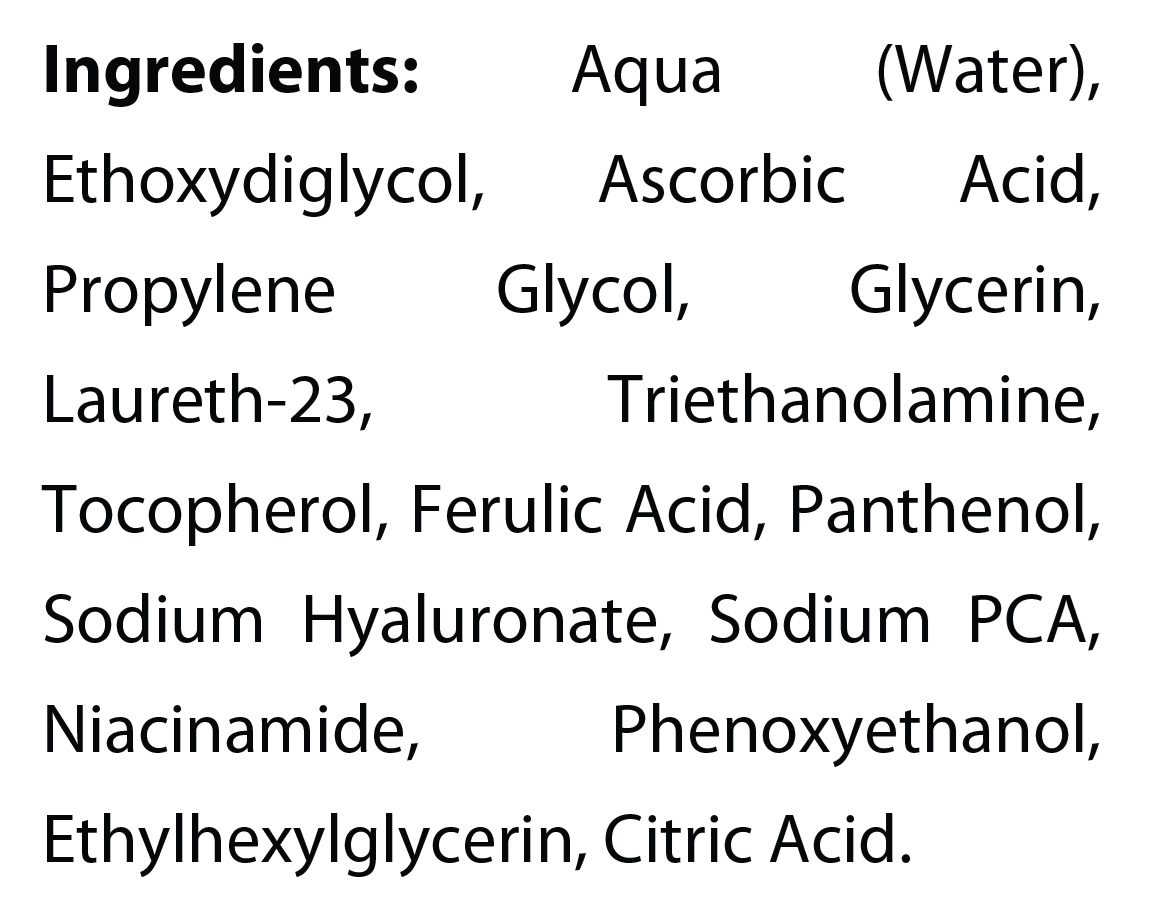 Vitamin C, B, E + Ferulic Antioxidant Serum, USA Made - voedingswaarden en ingredienten [RT-OFFICIAL:ROC981:FACTS:v1:8C190B44445C]