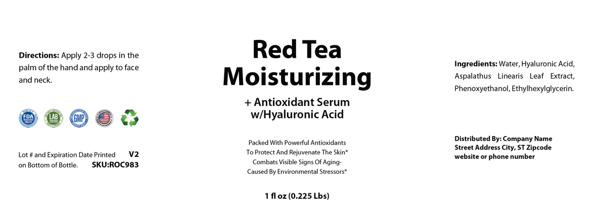 Red Tea Moisturizing + Antioxidant Serum w/Hyaluronic Acid, USA Made - officieel labelvoorbeeld [RT-OFFICIAL:ROC983:LABEL:v1:62ED472C7CDD]