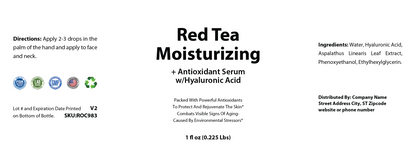 Red Tea Moisturizing + Antioxidant Serum w/Hyaluronic Acid, USA Made - officieel labelvoorbeeld [RT-OFFICIAL:ROC983:LABEL:v1:62ED472C7CDD]