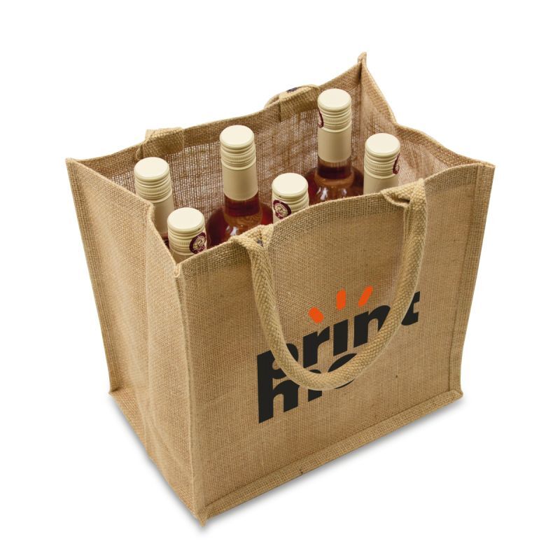 Jute wijnflestassen voor 6 flessen laten bedrukken — ABC Brands
