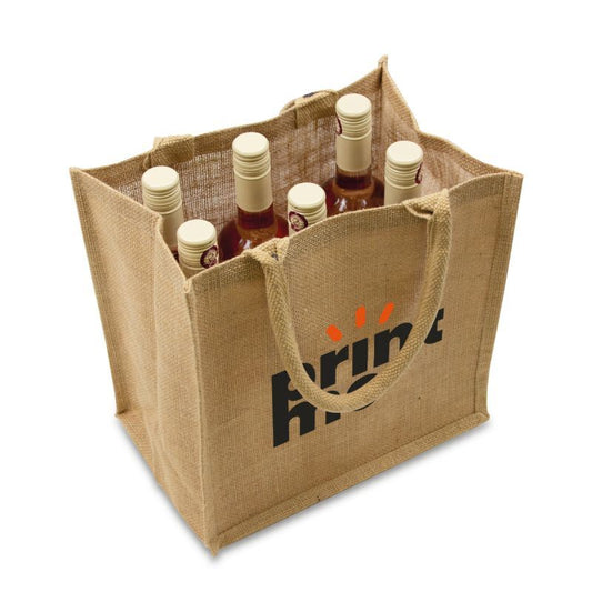 Jute wijnflestassen voor 6 flessen laten bedrukken — ABC Brands
